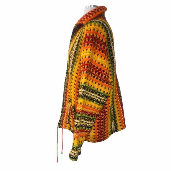 Vintage Ecuador Cardigan 100% Wool Button Up Sweater Jacket Size L Handmade Y2K - Picture 3 of 15